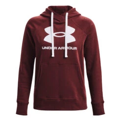 Attrezzatura Da Tennis 20 Under Armour Rival Fleece Logo Felpa Con Cappuccio Donna - Rosso Scuro, Bianco